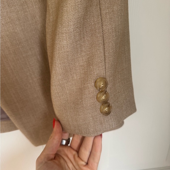 NWT SOURCE UNKNOWN Double-Breasted NANGY Cinched Blazer - Tan Beige - Picture 6 of 6